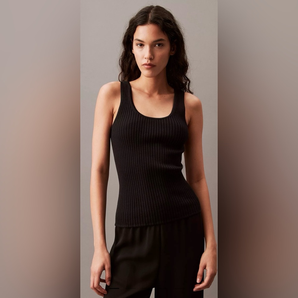 Black Ribbed Tank Top